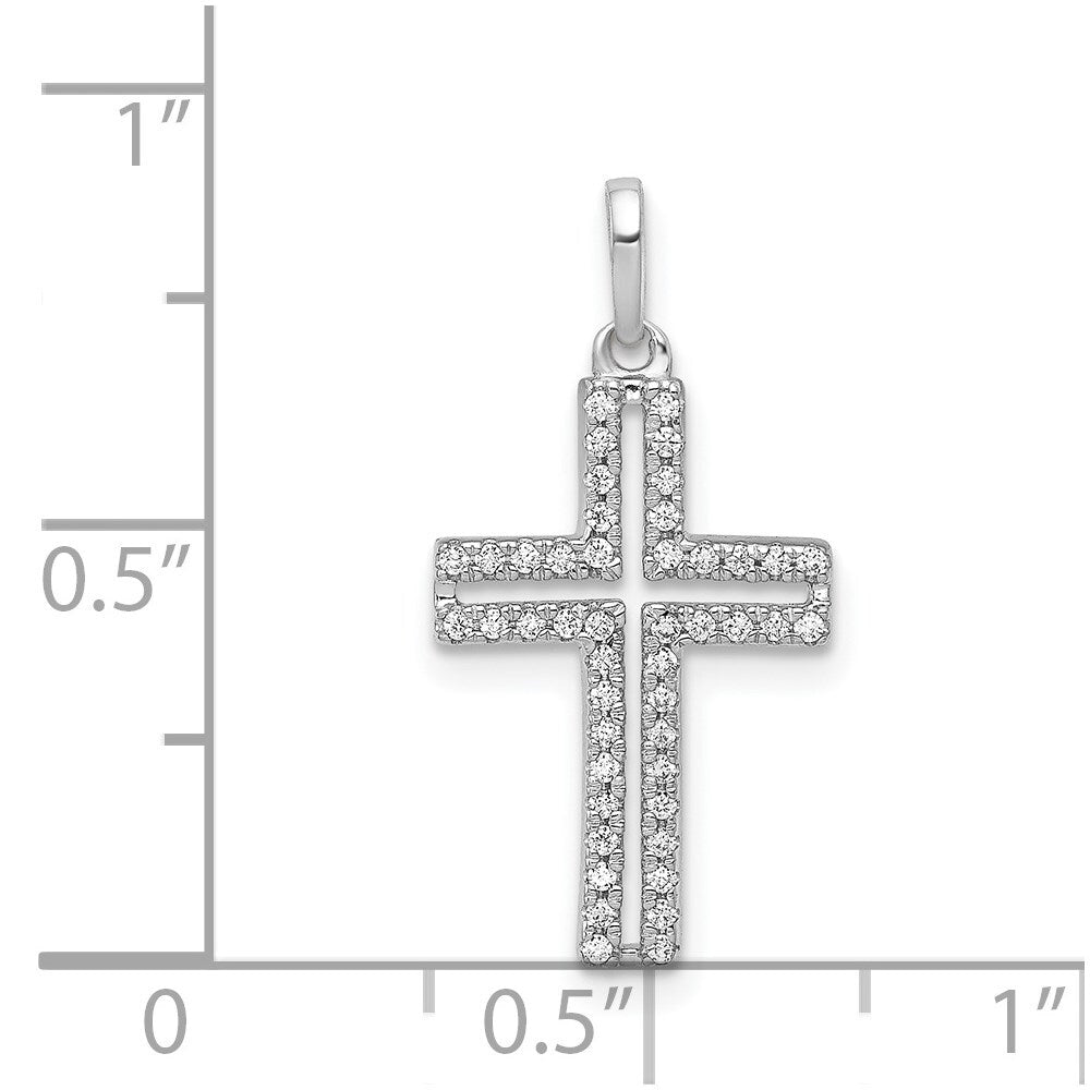 14k White Gold 1/8ct. Diamond Cross Pendant for Women