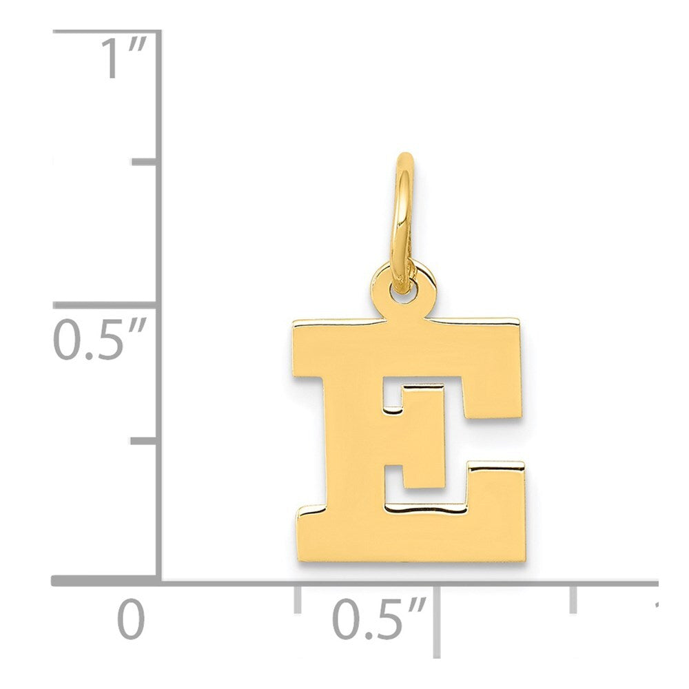 14k Yellow Gold Small Block Letter E Initial Charm Pendant for Women