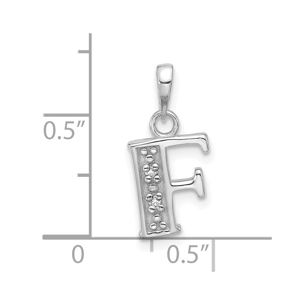 14k White Gold Diamond Letter F Initial Pendant