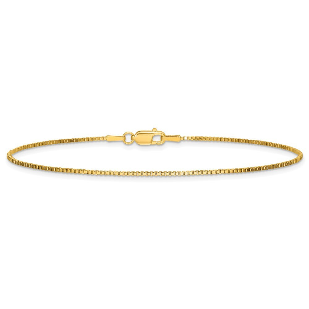 14k Yellow Gold 9 inch 1.05mm Box with Lobster Clasp Anklet