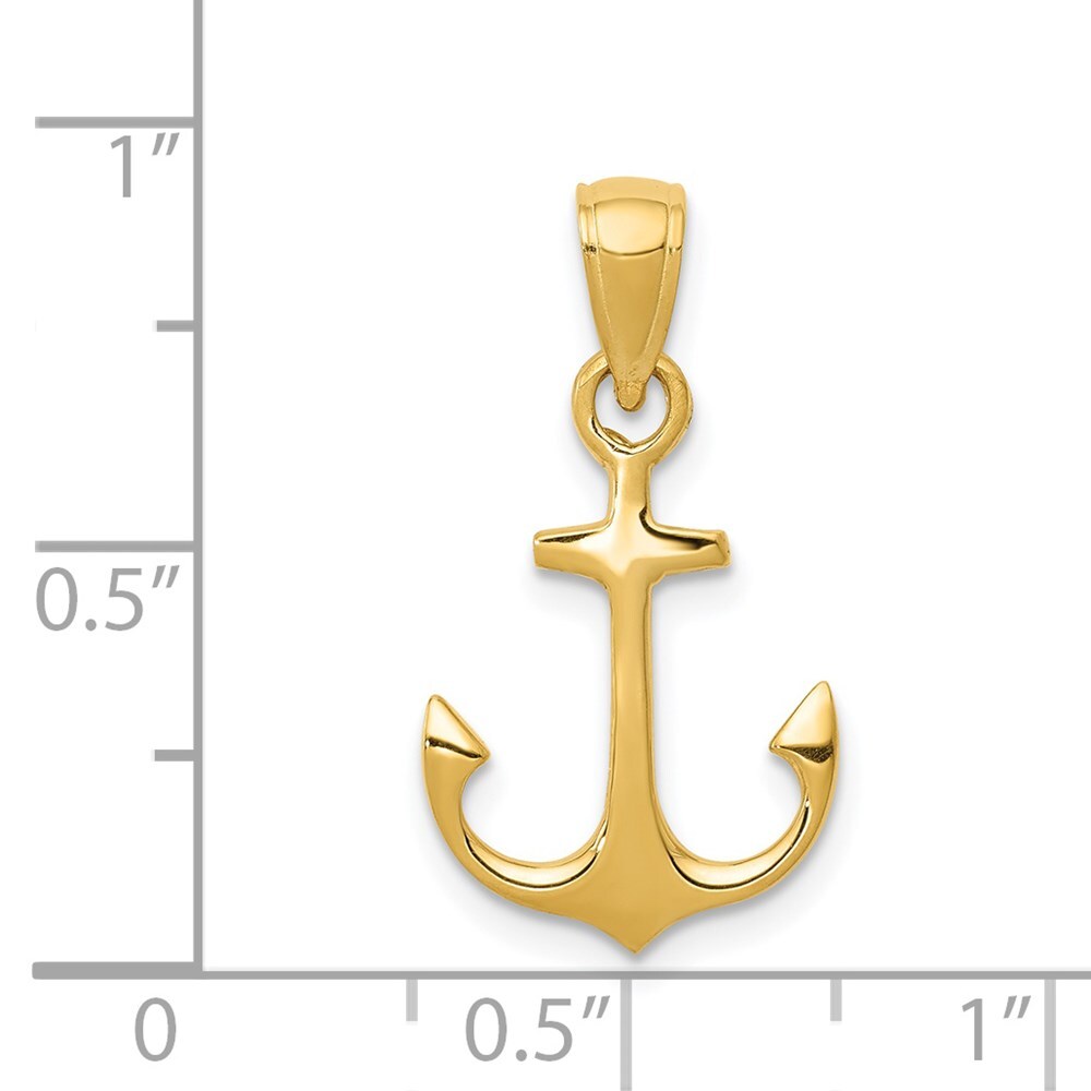 14k Yellow Gold Anchor Pendant for Women