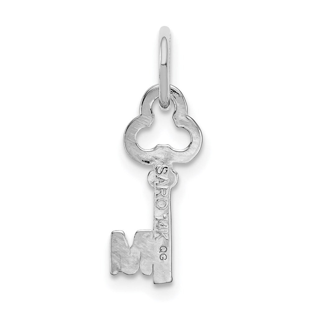 14k White Gold Key Letter M Initial Charm Pendant