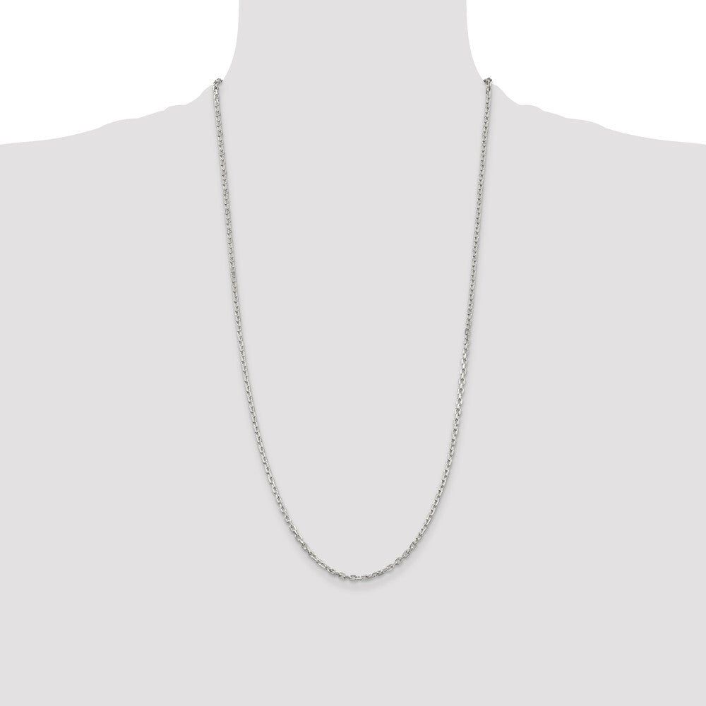 Sterling Silver 2.75mm Beveled Oval Cable Chain Holiday Gift for Women