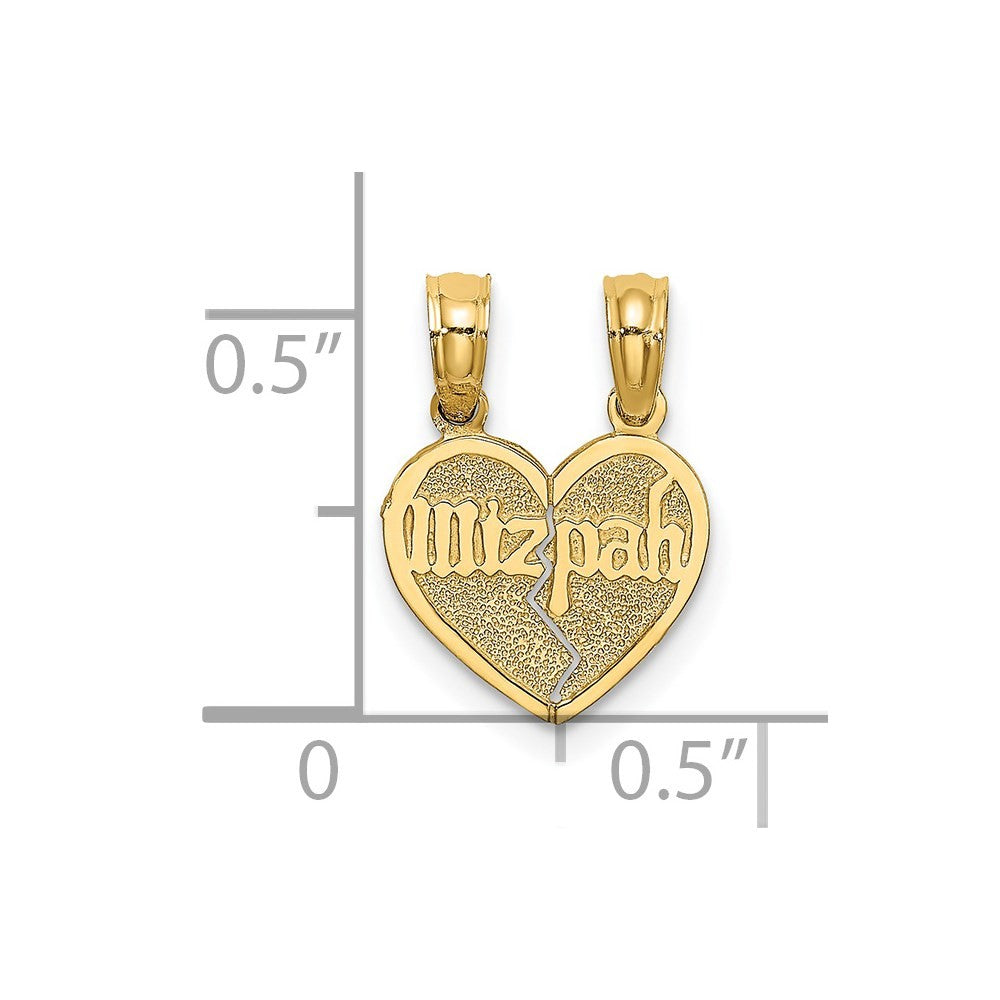 14k Yellow Gold Reversible Break apart Mizpah Heart Charm