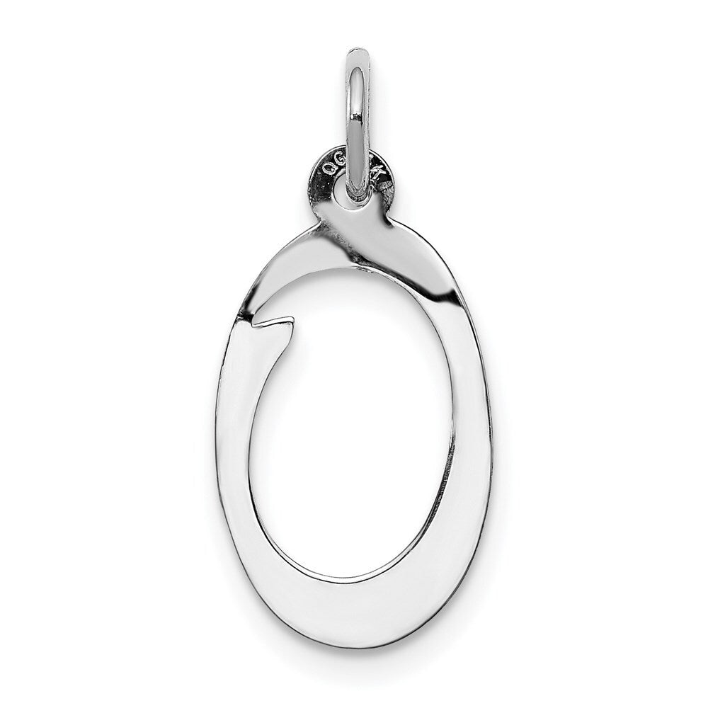 14k White Gold Script Letter O Initial Charm Pendant for Women