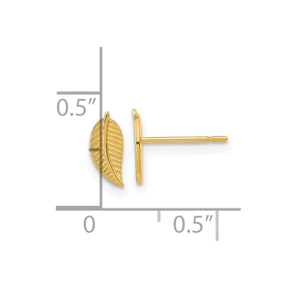 14k Yellow Gold Madi K Kids Leaf Post Earrings