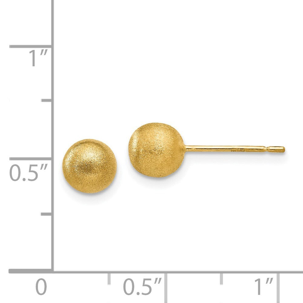 14k Yellow Gold 6mm Satin Ball Stud Earrings Gift for Women