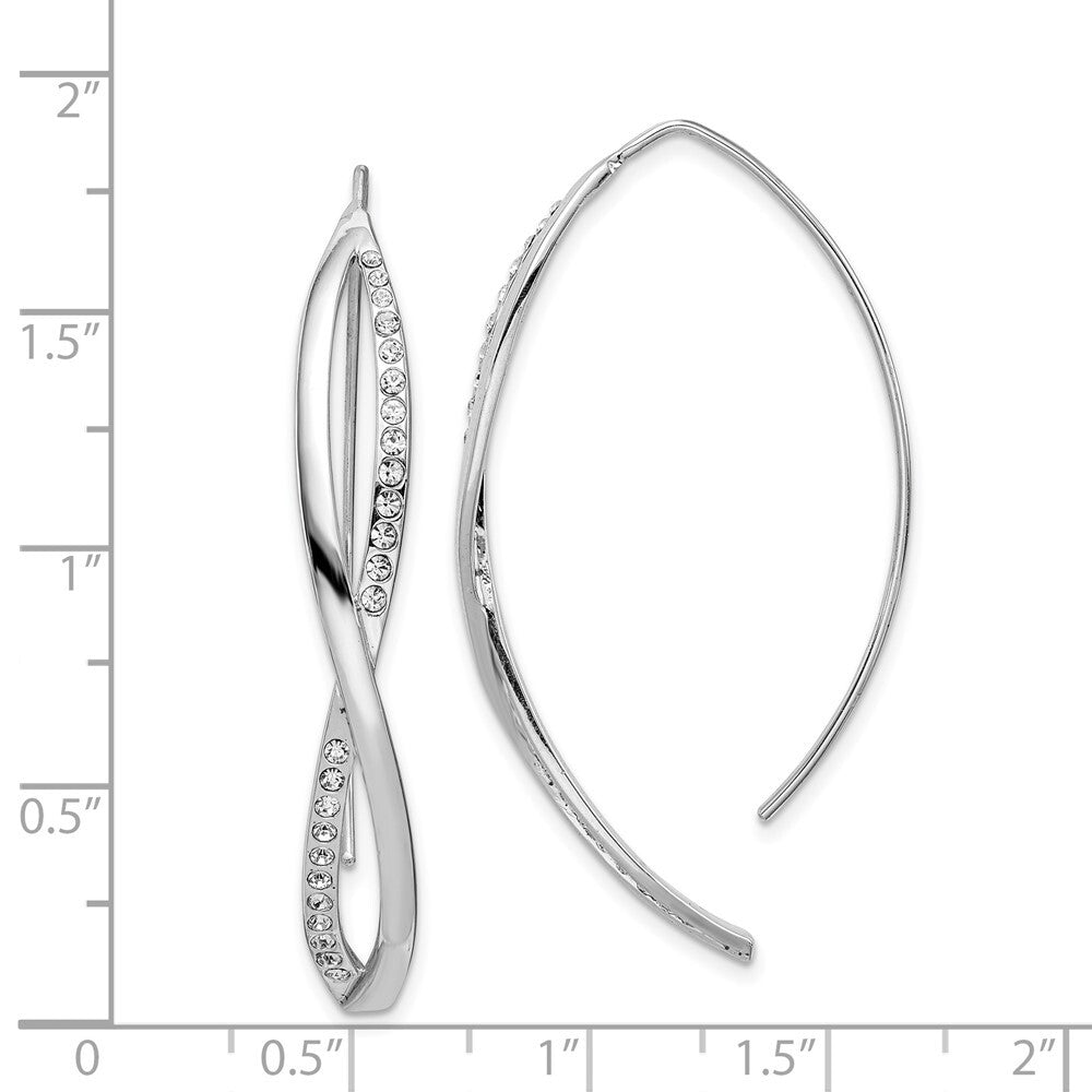 Sterling Silver Rhodium-plated Cubic Zirconia Twisted Threader Earrings