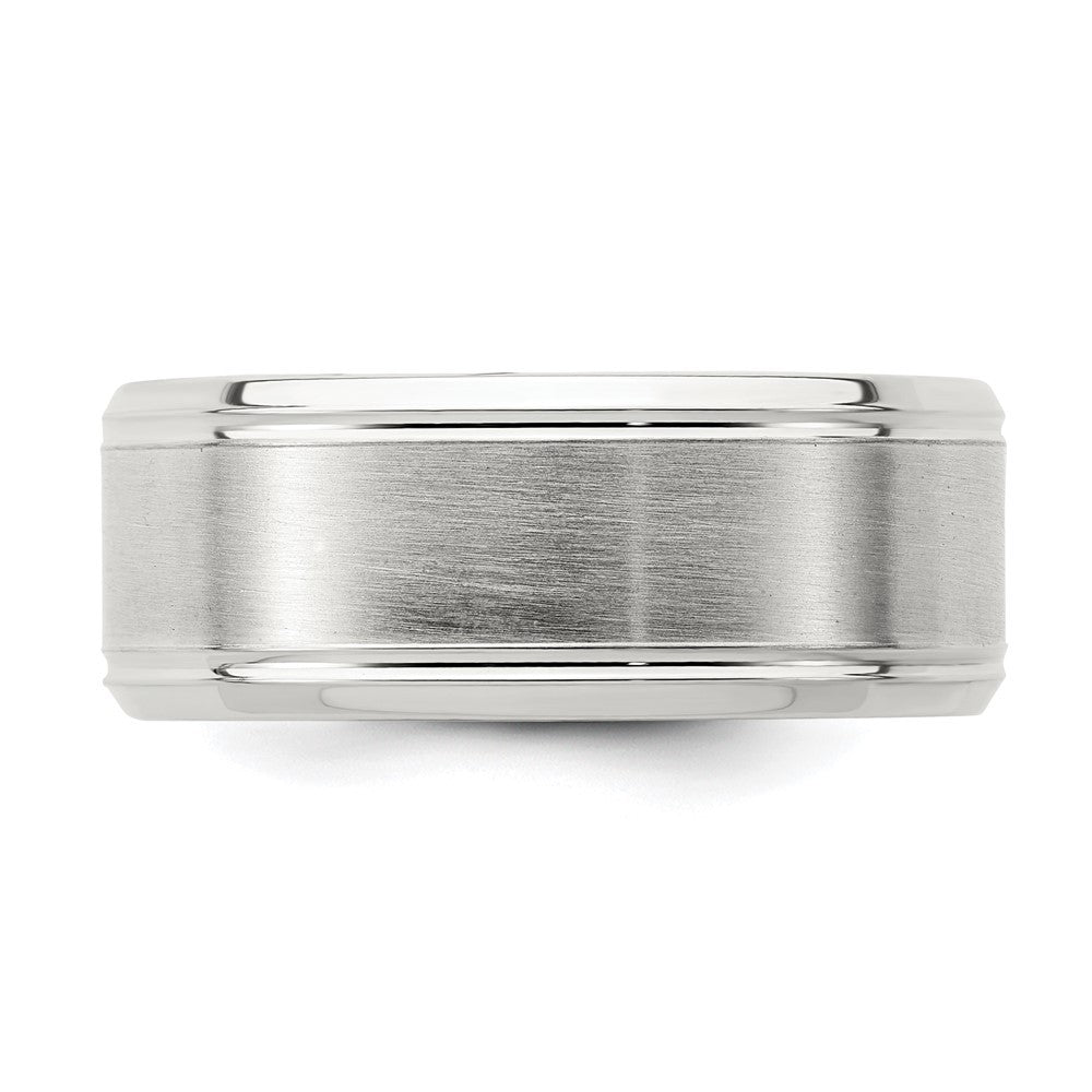 Sterling Silver 6mm Brushed Flat Beveled Edge Fancy Band Ring Size 13