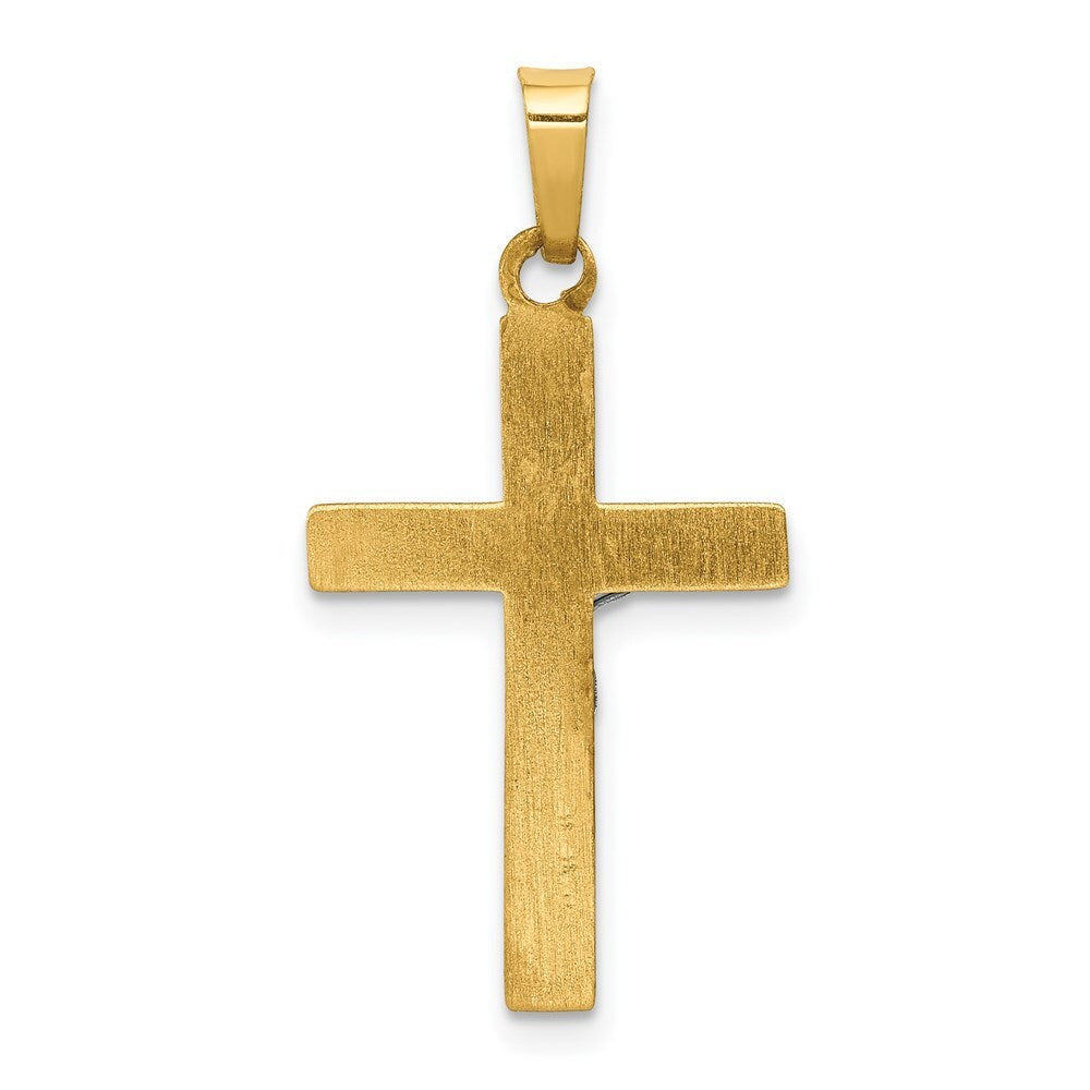 14k Two-tone Gold INRI Hollow Crucifix Pendant for Women