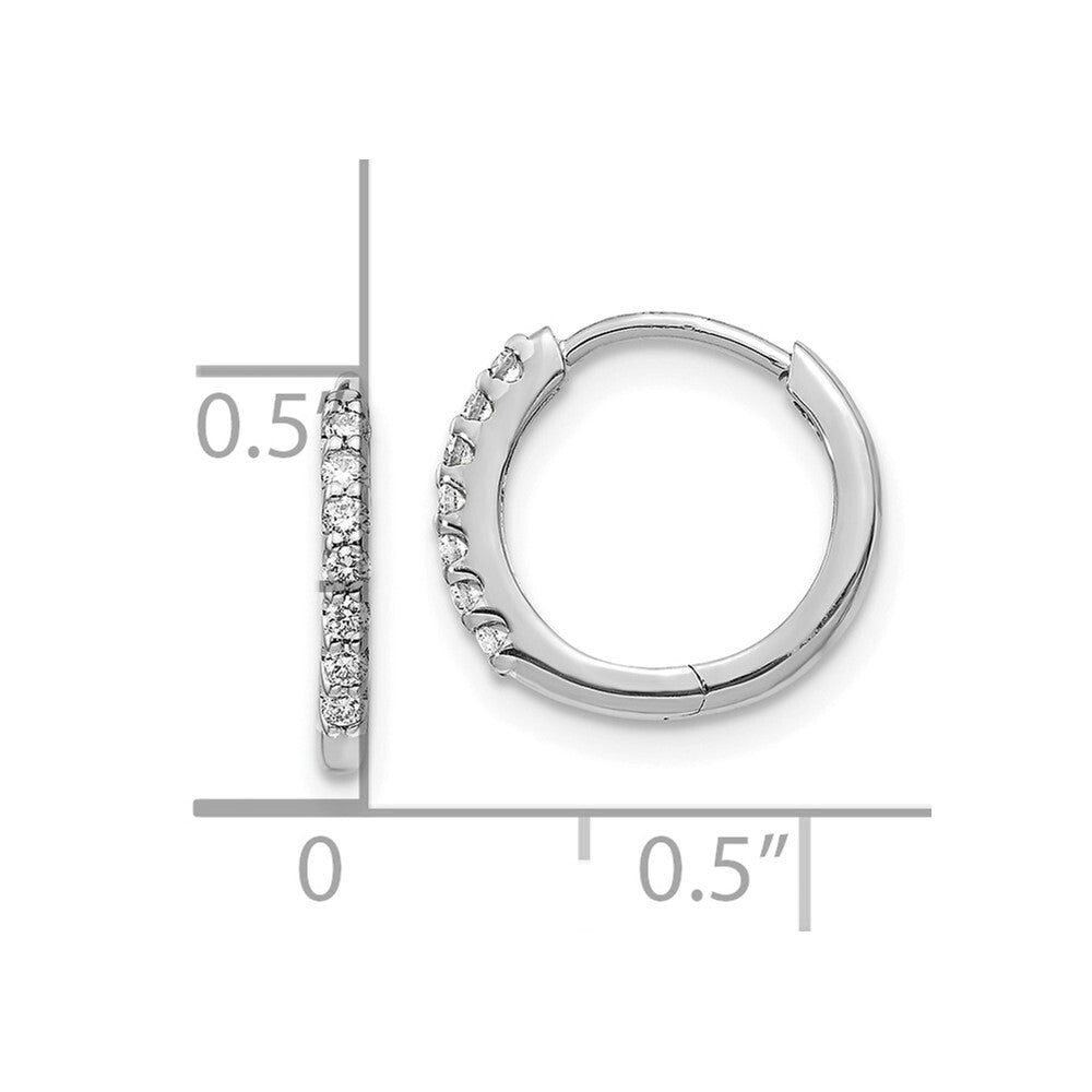 14k White Gold Diamond Hinged Hoop Earrings