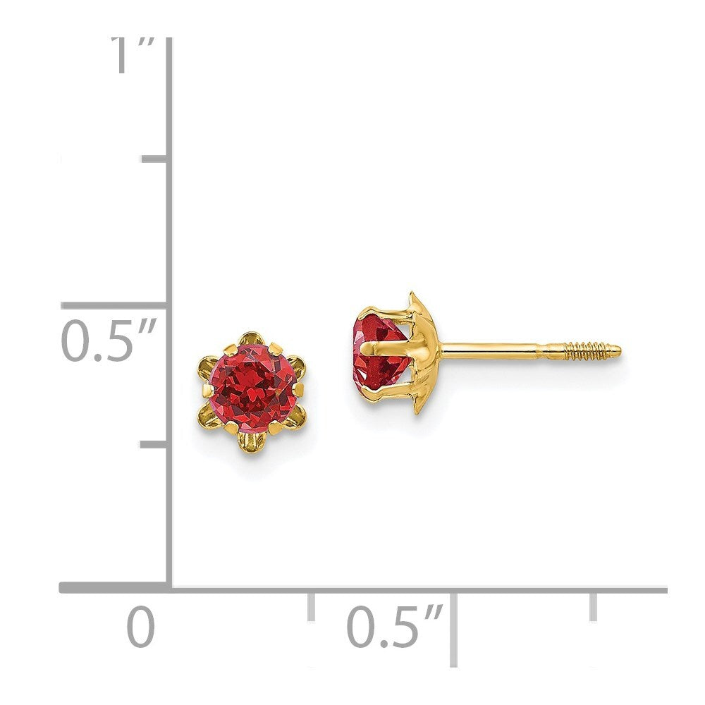14k Yellow Gold 4mm Cubic Zirconia Birthstone (Jul) Screwback Stud Earrings