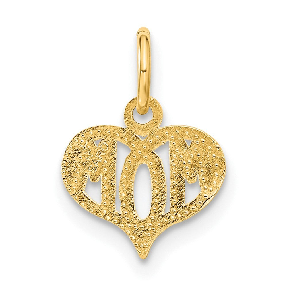 14k Yellow Gold MOM Heart Charm