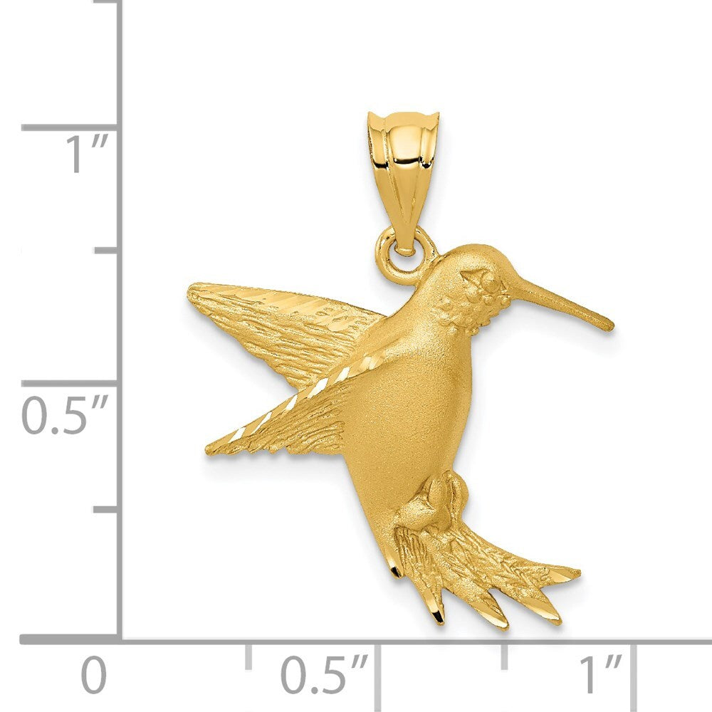 14k Yellow Gold Hummingbird Charm Pendant for Women