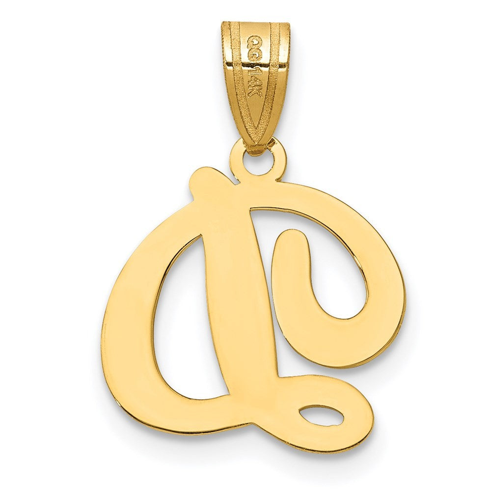 14k Yellow Gold Script Letter D Initial Pendant