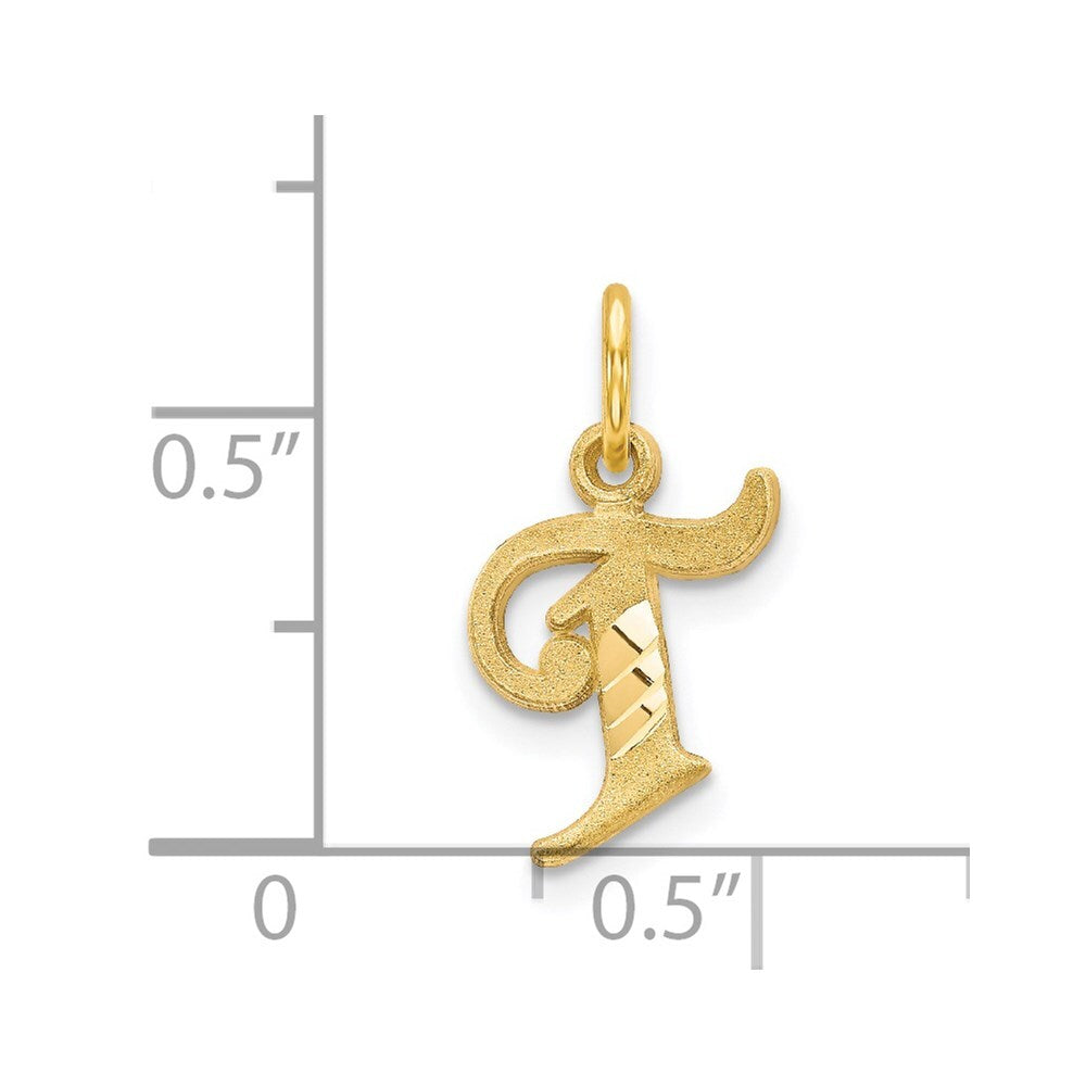 14k Yellow Gold Letter T Initial Charm Pendant for Women
