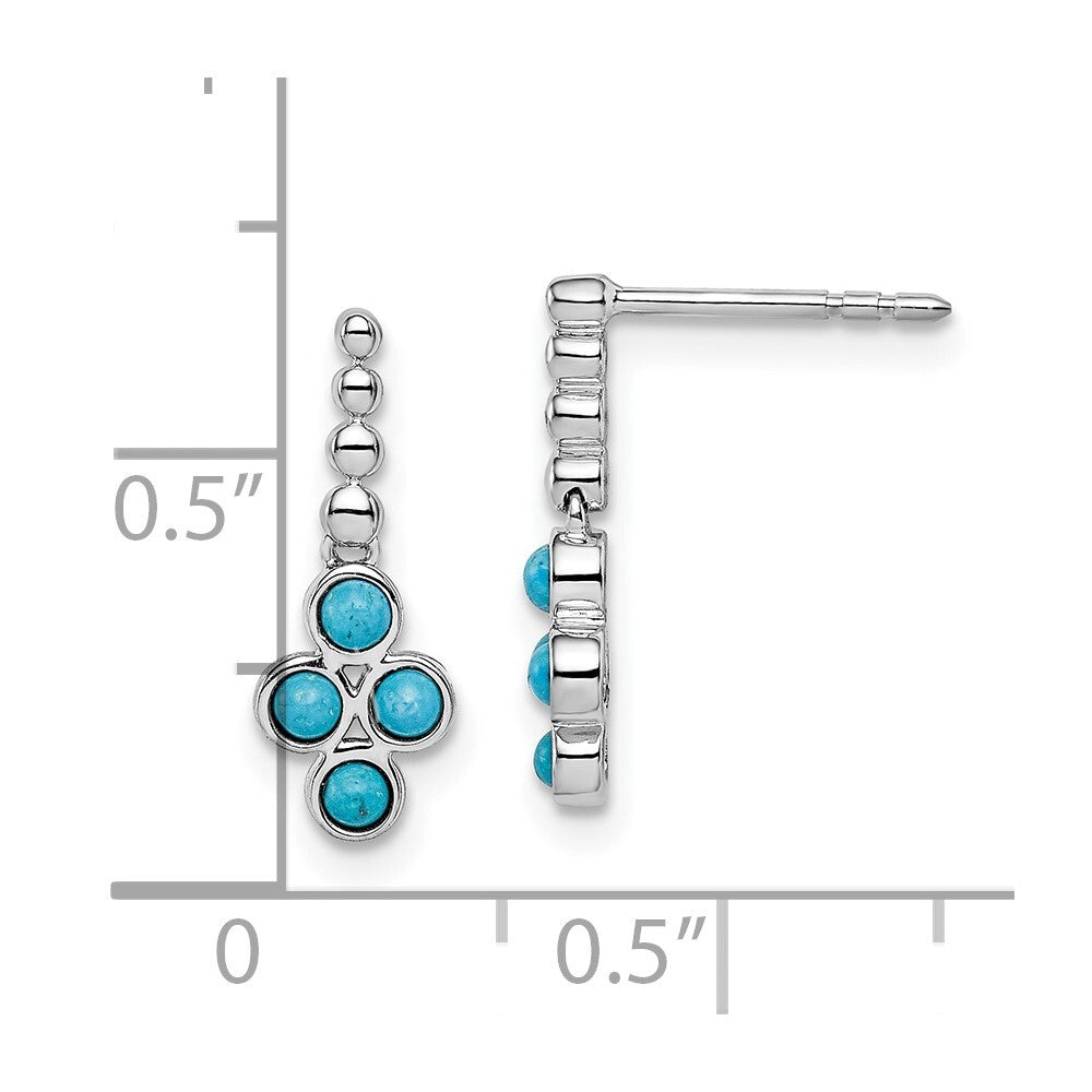 14k White Gold Turquoise Stud Earrings Gift for Women