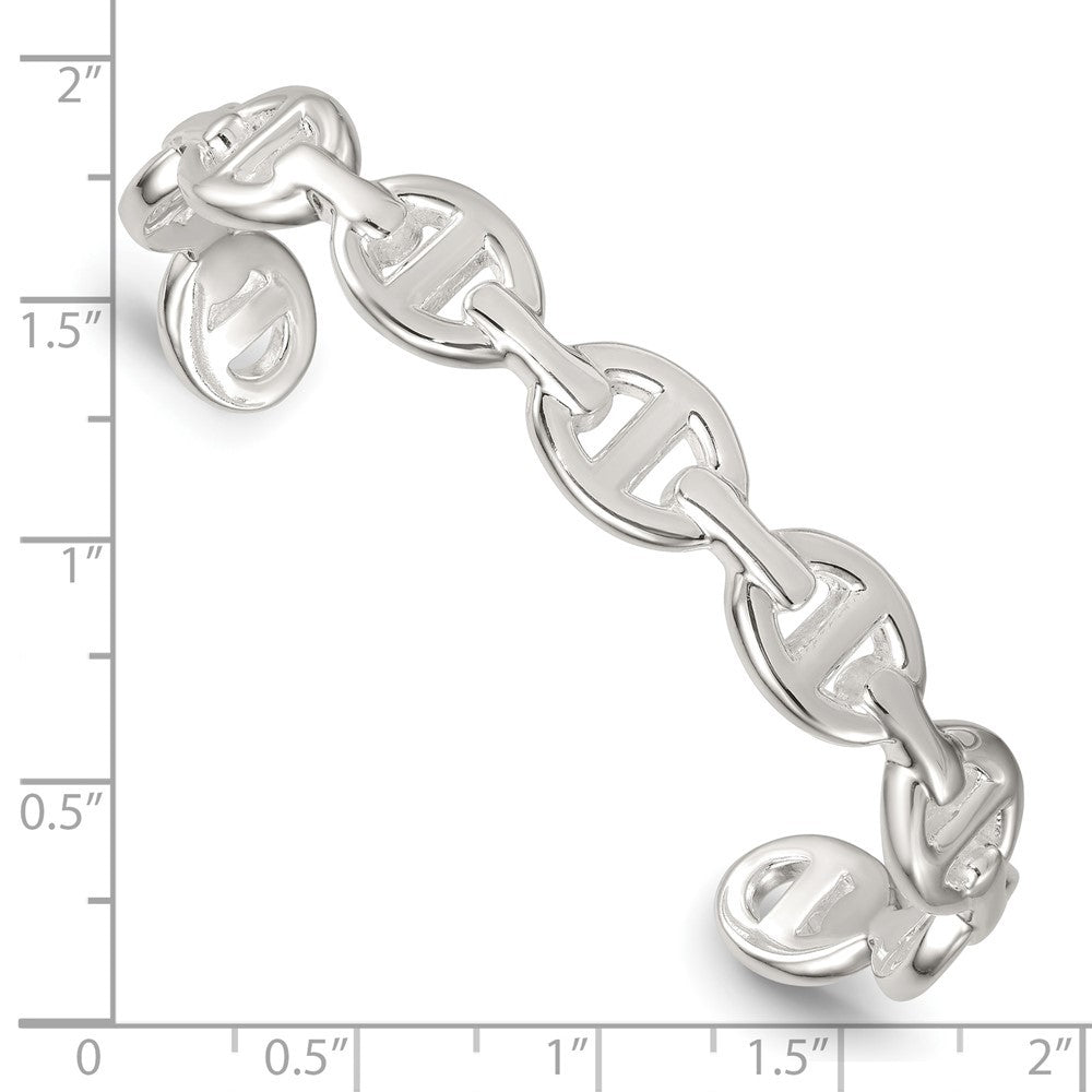 Sterling Silver Polished Anchor / Mariner Link Cuff Bangle