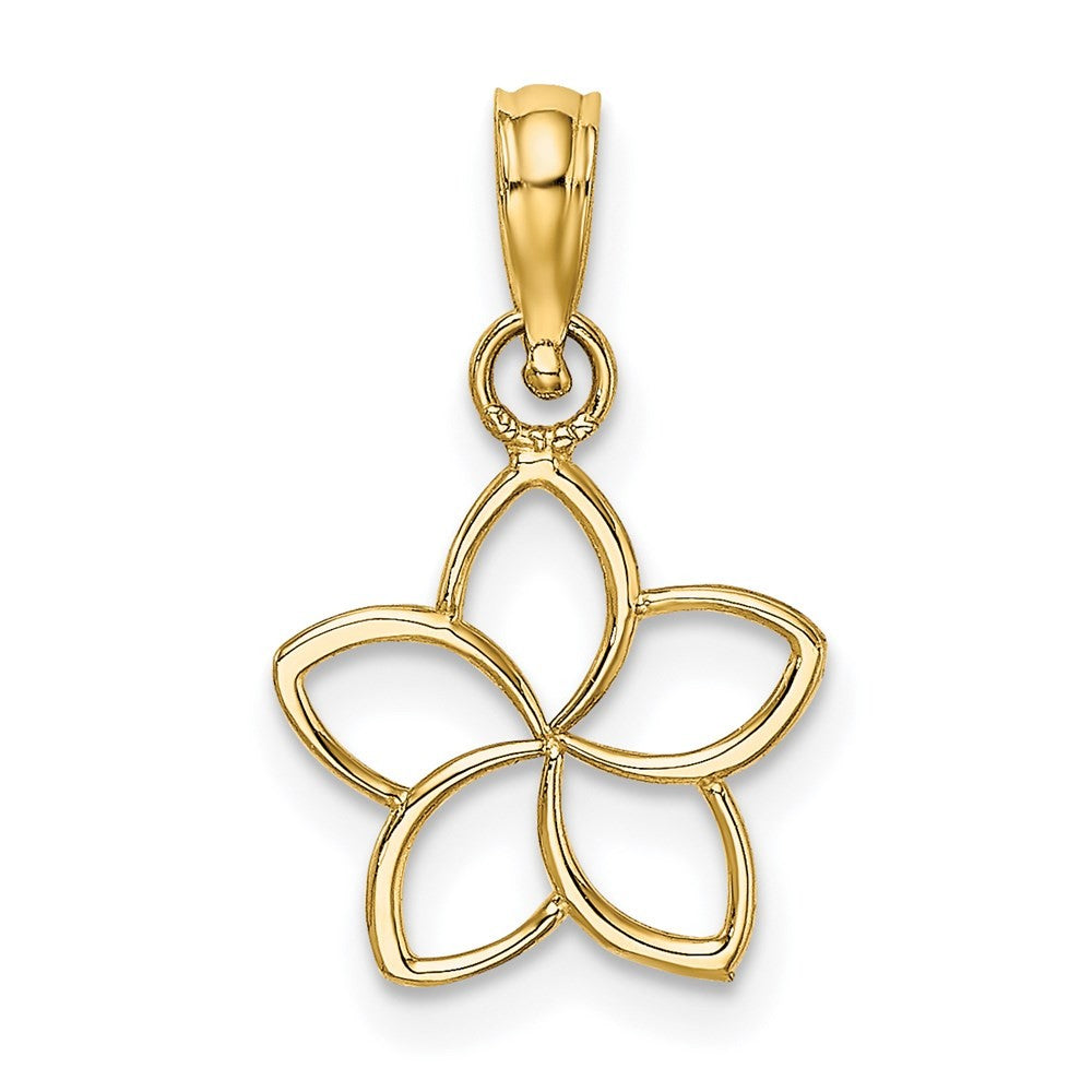 14k Yellow Gold Cut-out Plumeria Flower Charm