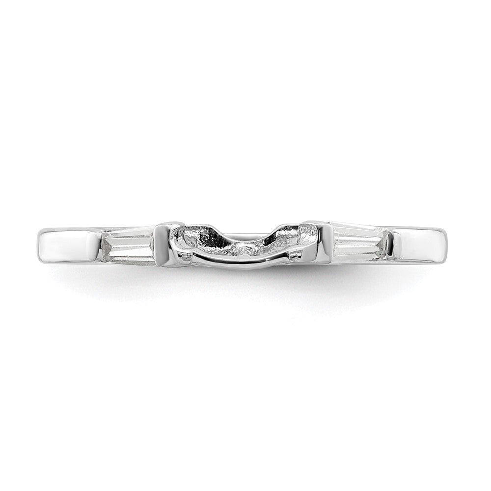 Sterling Silver Rhodium-plated CZ Two Piece Wedding Set Rings Size 6
