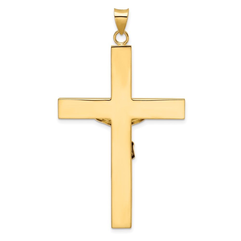 14k Two-Tone Gold Polished Solid INRI Curcifix Cross Pendant