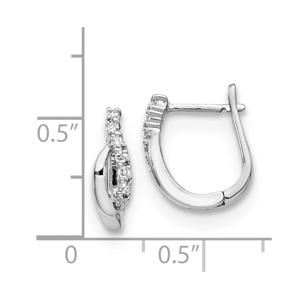 14k White Gold Diamond Hinged Hoop Earrings