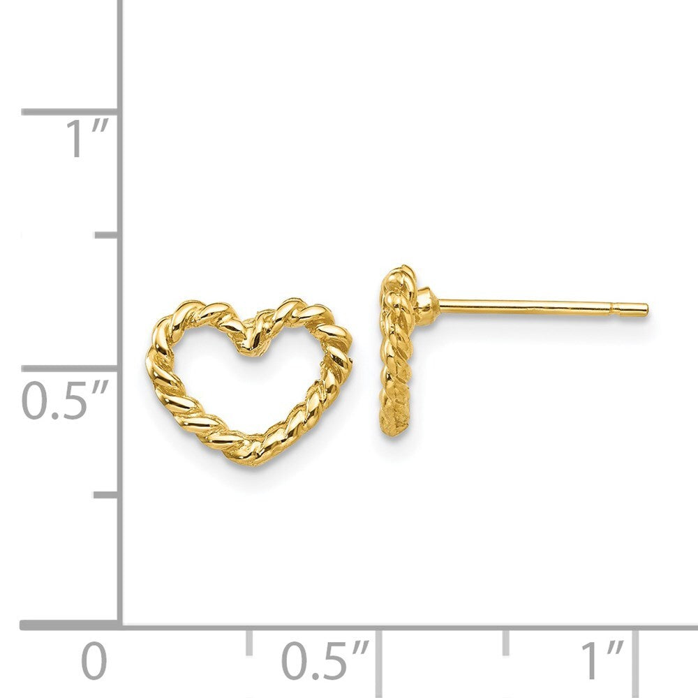14k Yellow Gold Heart Stud Earrings