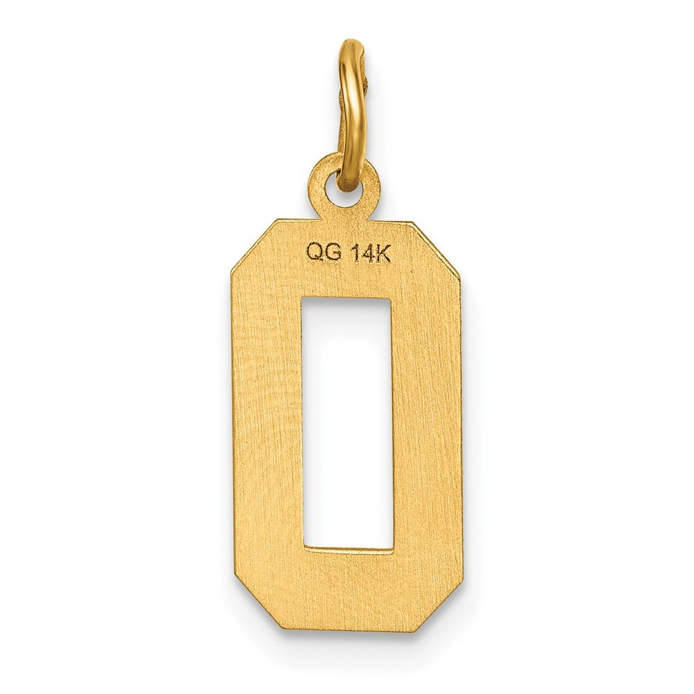 14k Yellow Gold Medium Diamond-cut Number 0 Charm