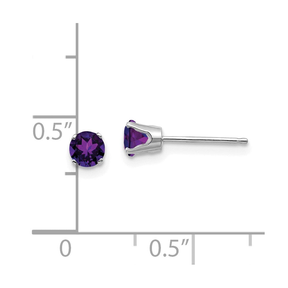 14k White Gold 4mm Amethyst Stud Earrings Gift for Women