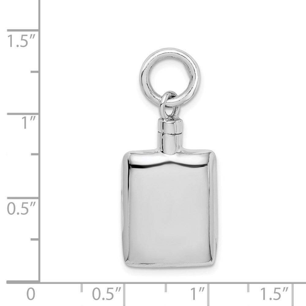 Sterling Silver Rhodium-plated Polished Rectangular Ash Holder Pendant
