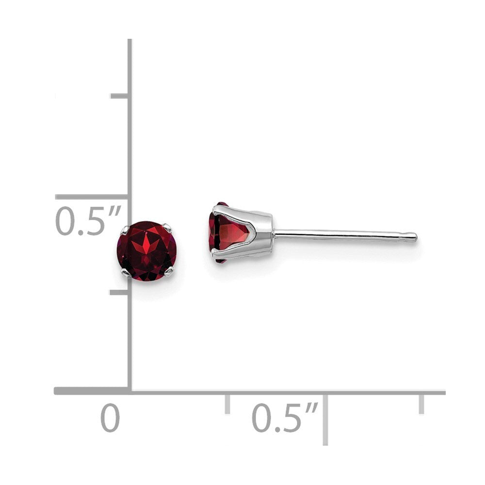 14k White Gold 4mm Garnet Stud Earrings Gift for Women
