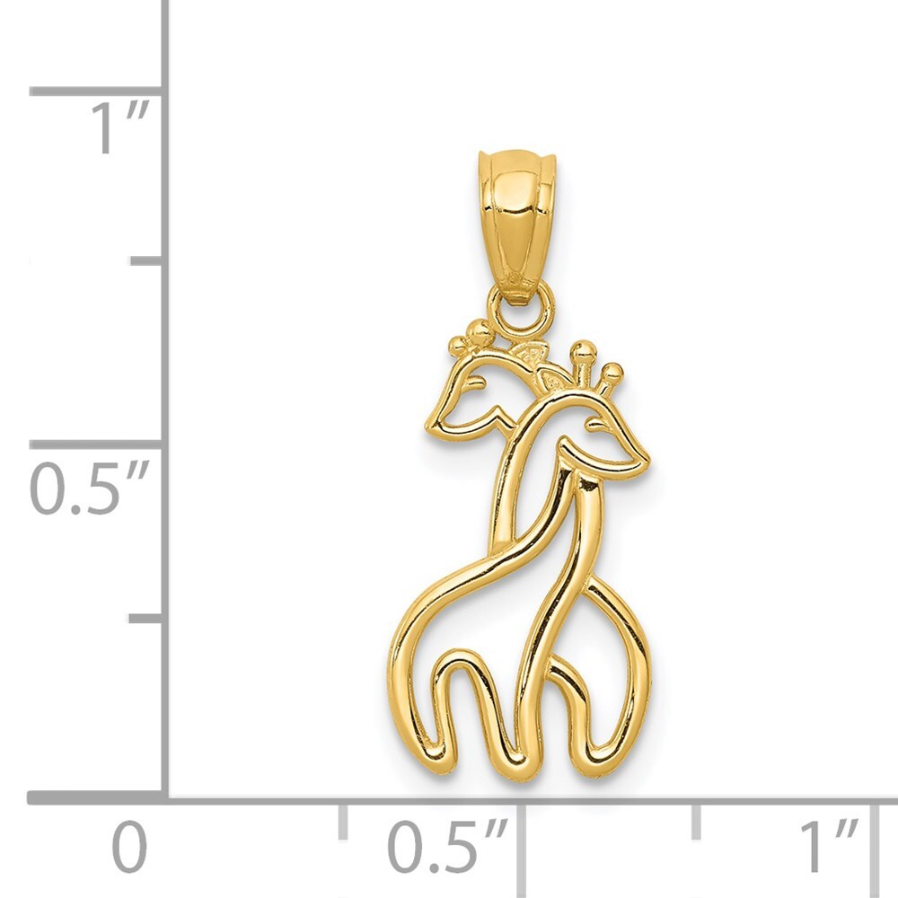 14k Yellow Gold Polished Interlocking Giraffes Pendant for Women