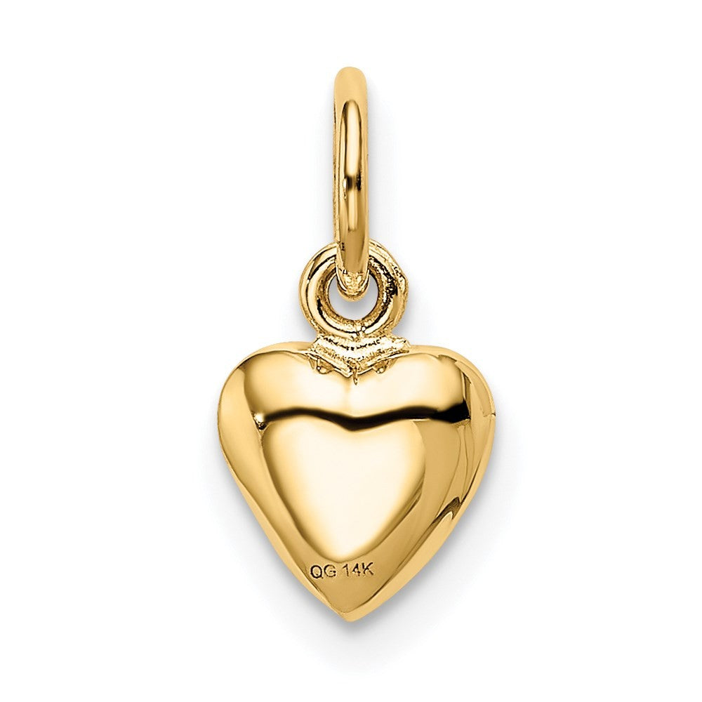 14k Yellow Gold Polished 3-D Puffed Heart Charm