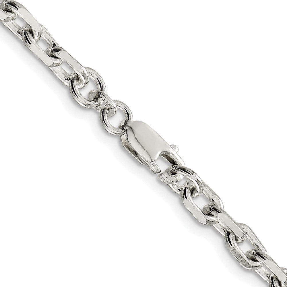 Sterling Silver Rhodium-plated 4.9mm Beveled Oval Cable Chain Necklace