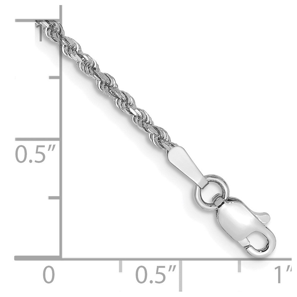 14K White Gold 7 inch 1.75mm Diamond-cut Rope Chain Bracelet