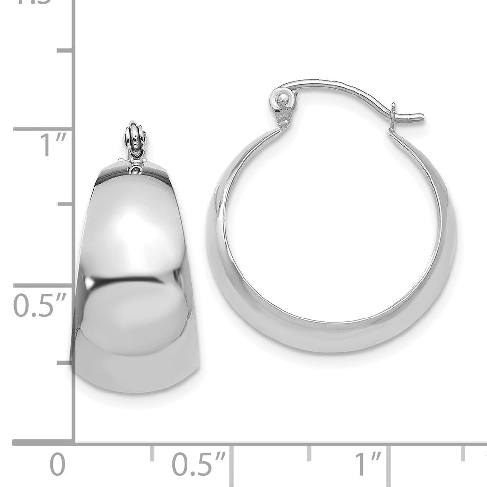 14k White Gold Polished 10.5mm Tapered Hoop Earrings