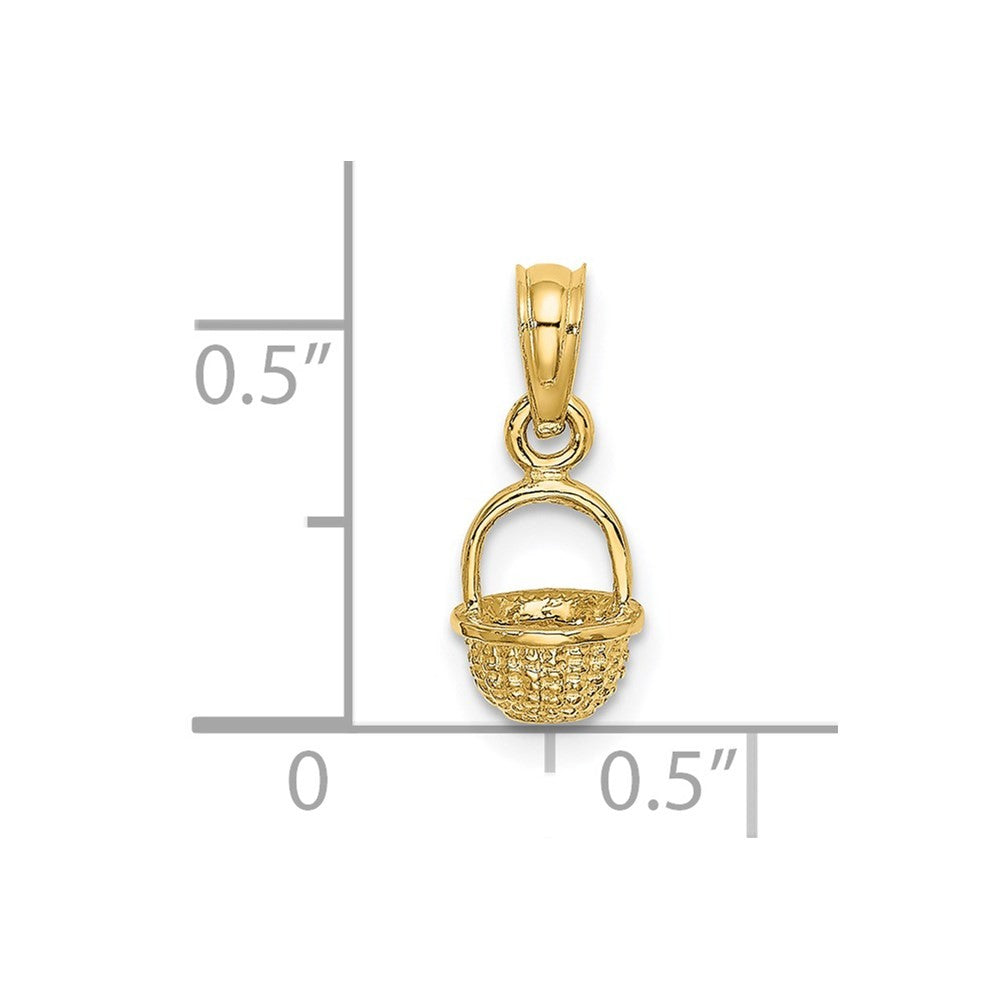 14k Yellow Gold 3-D Mini Basket Charm