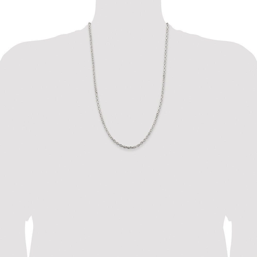 Sterling Silver Rhodium-plated 3.25mm Beveled Oval Cable Chain