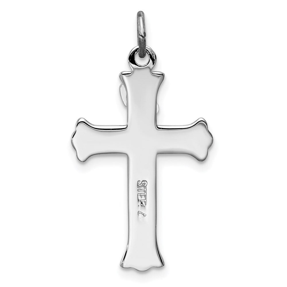Sterling Silver Rhodium-plated Enameled INRI Crucifix Charm