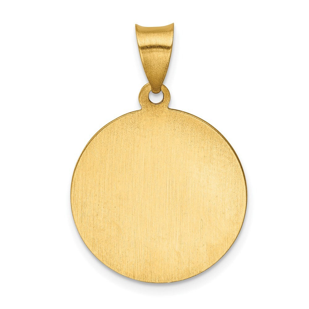 14k Yellow Gold Polished and Satin St Peregrine Medal Hollow Pendant for Women