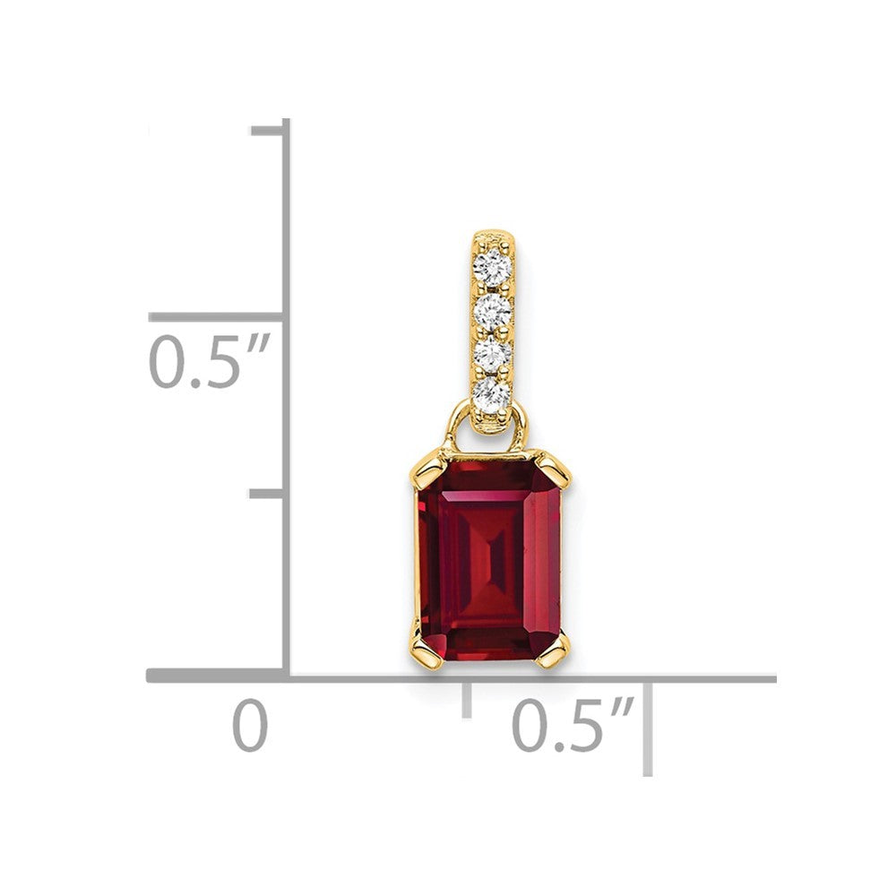 14k Yellow Gold Created Ruby and Diamond Pendant