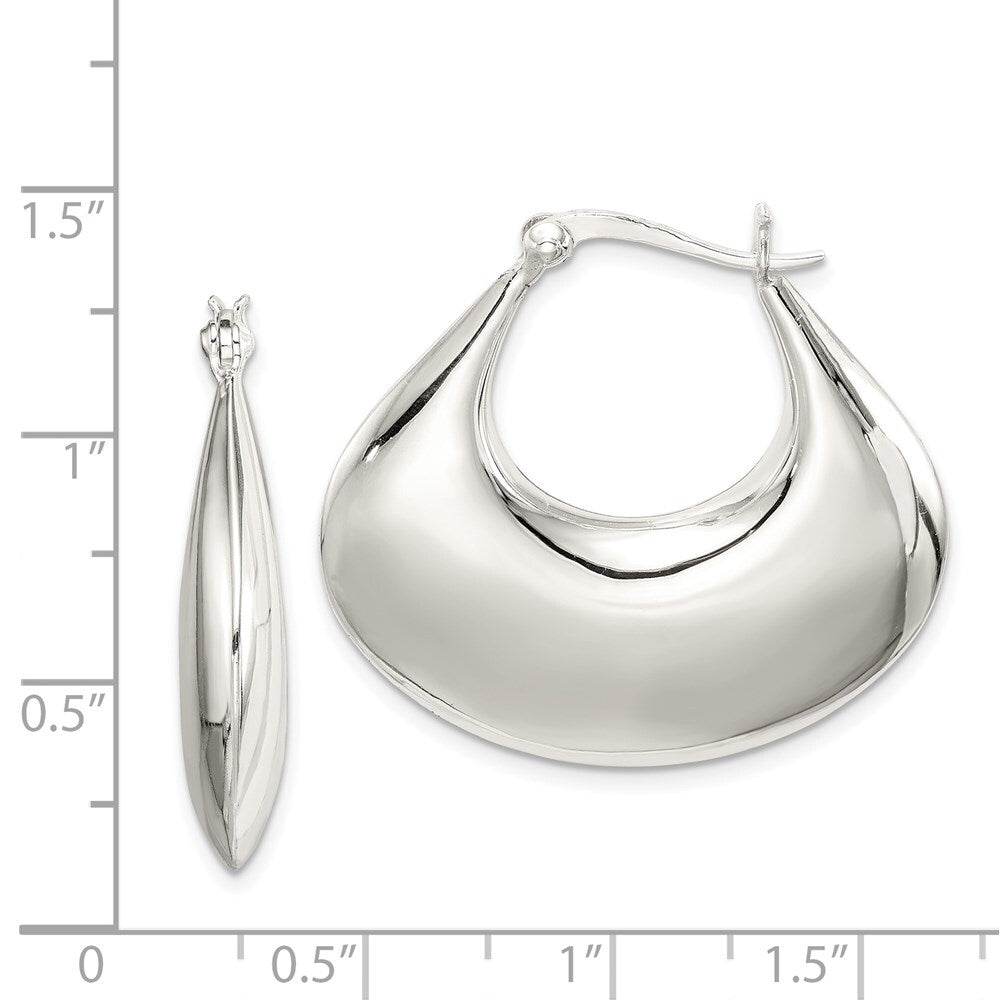 Sterling Silver Polished Puffed Hoop Earrings