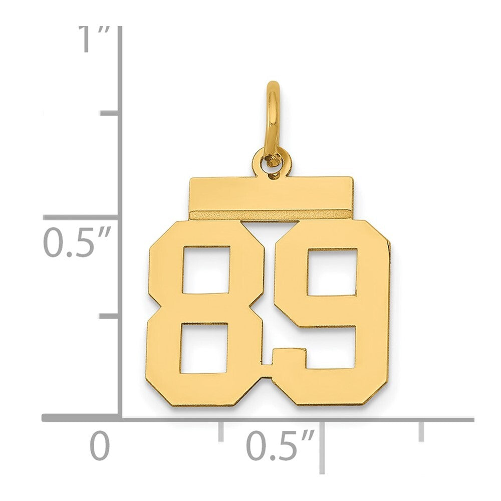 14k Yellow Gold Small Polished Number 89 Charm Pendant for Women