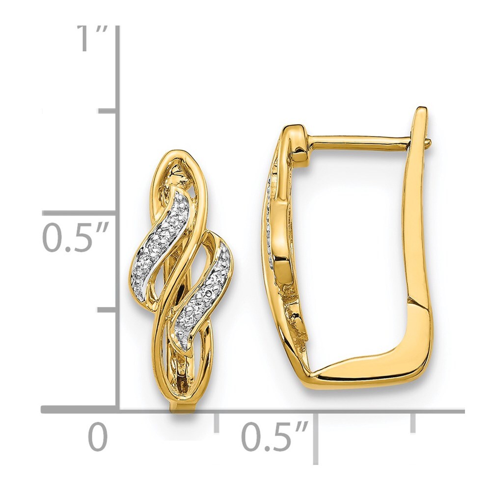 14k Yellow Gold Diamond Hinged Hoop Earrings