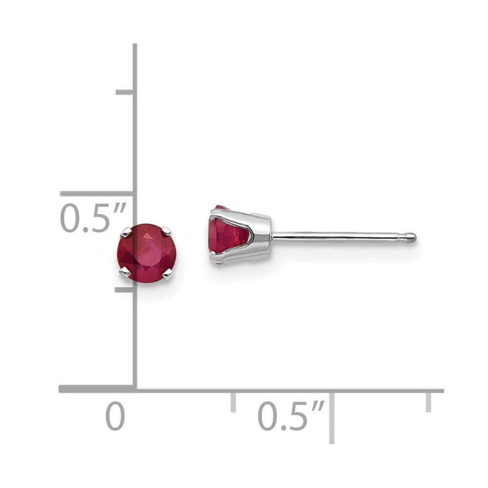 14k White Gold 4mm Ruby Stud Earrings Gift for Women