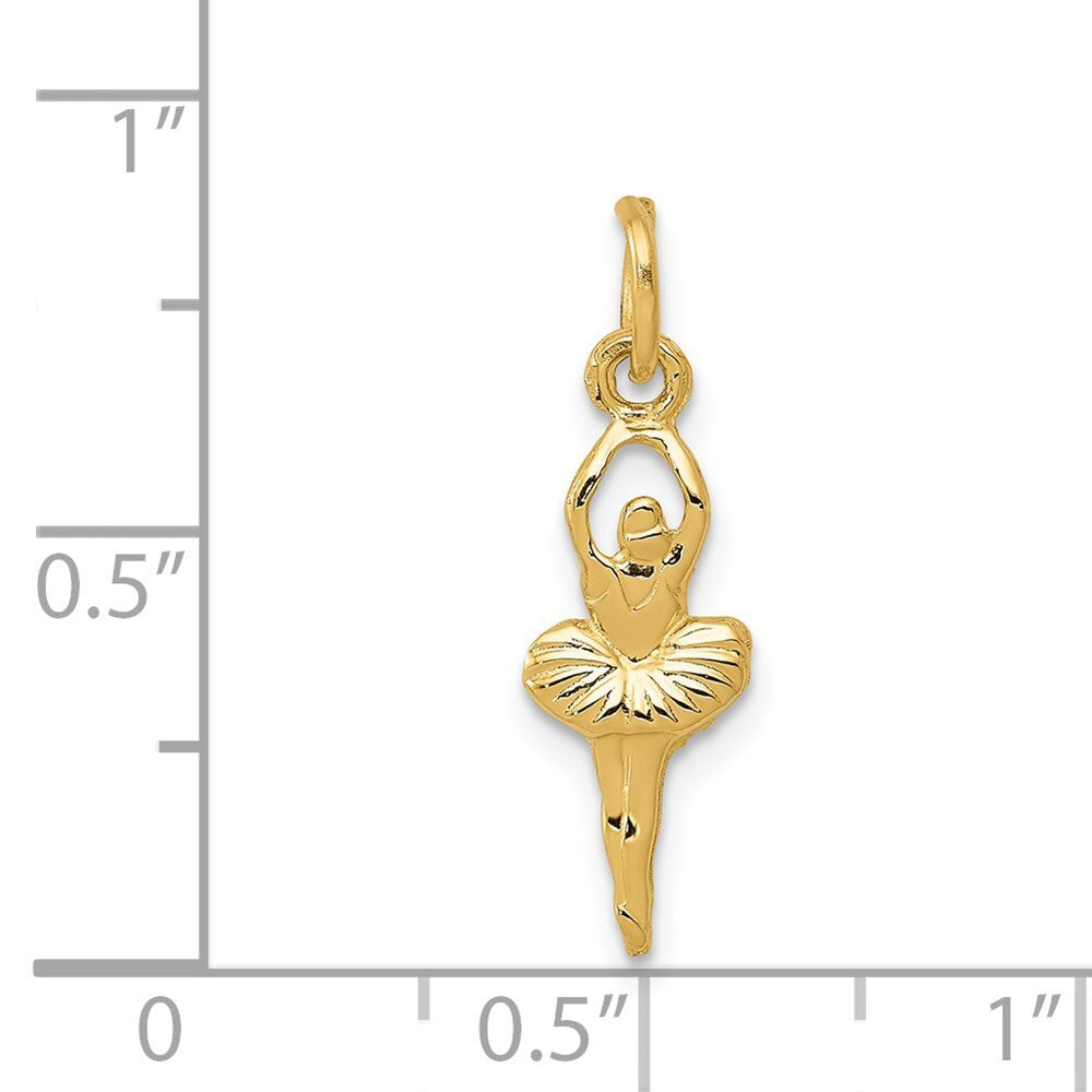 14k Yellow Gold Polished Ballerina Charm Pendant for Women