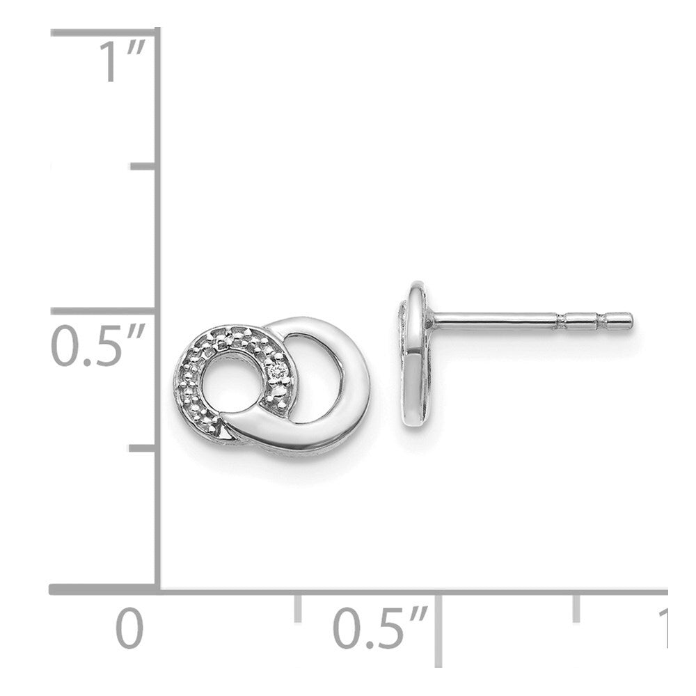 14k White Gold Diamond Circles Stud Earrings Gift for Women