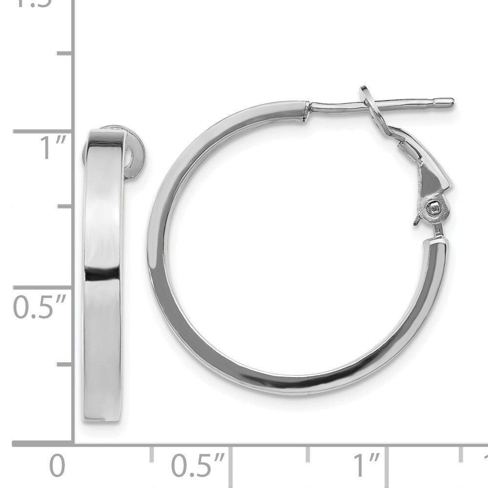 14k White Gold 3x20mm Polished Square Tube Round Hoop Earrings Gift for Women