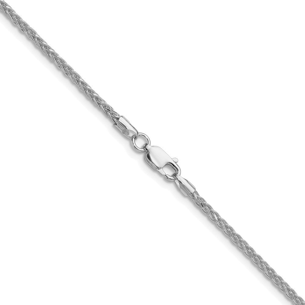 Sterling Silver Rhodium-plated 2.1mm Diamond-cut Square Spiga Chain Necklace