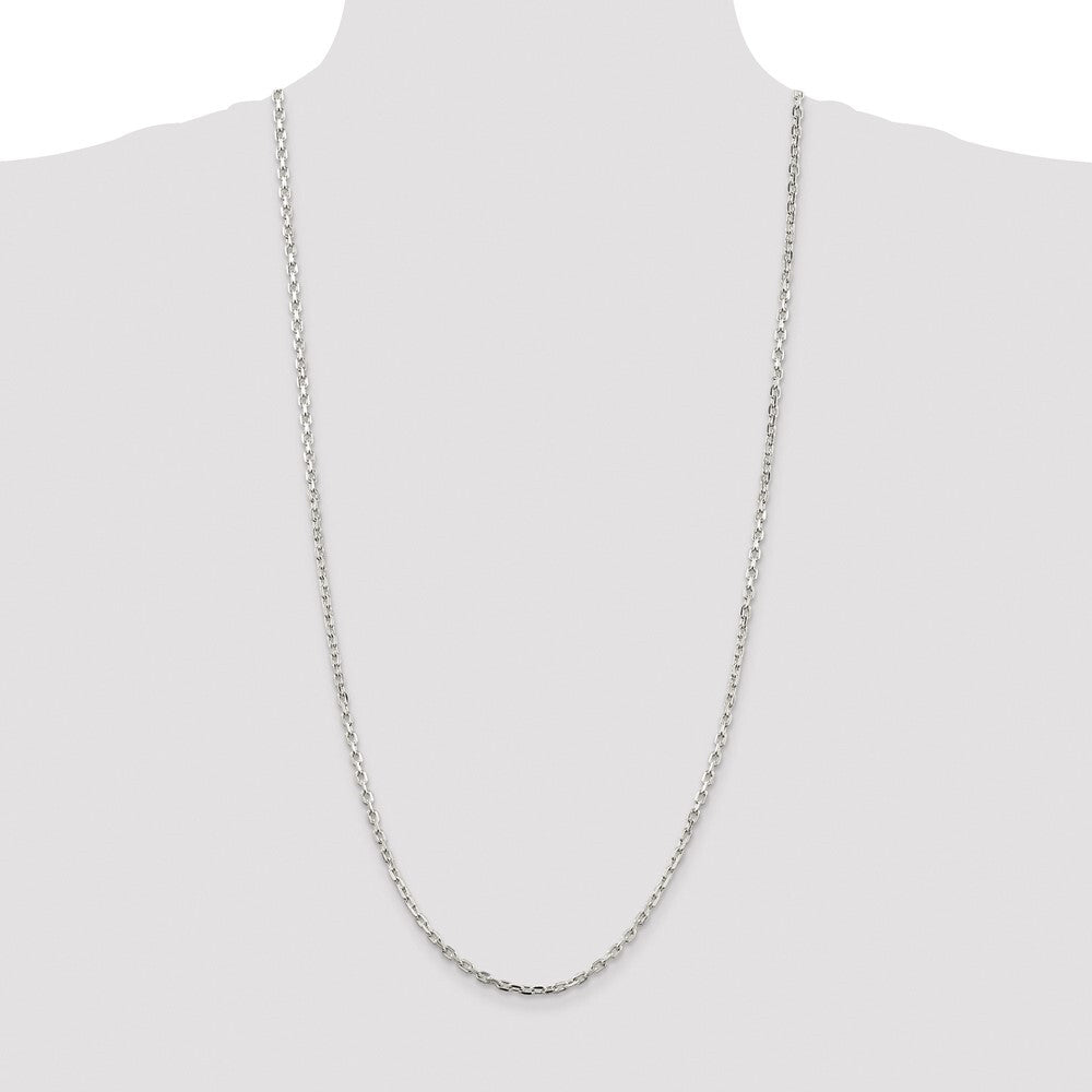 Sterling Silver Rhodium-plated 3.25mm Beveled Oval Cable Chain